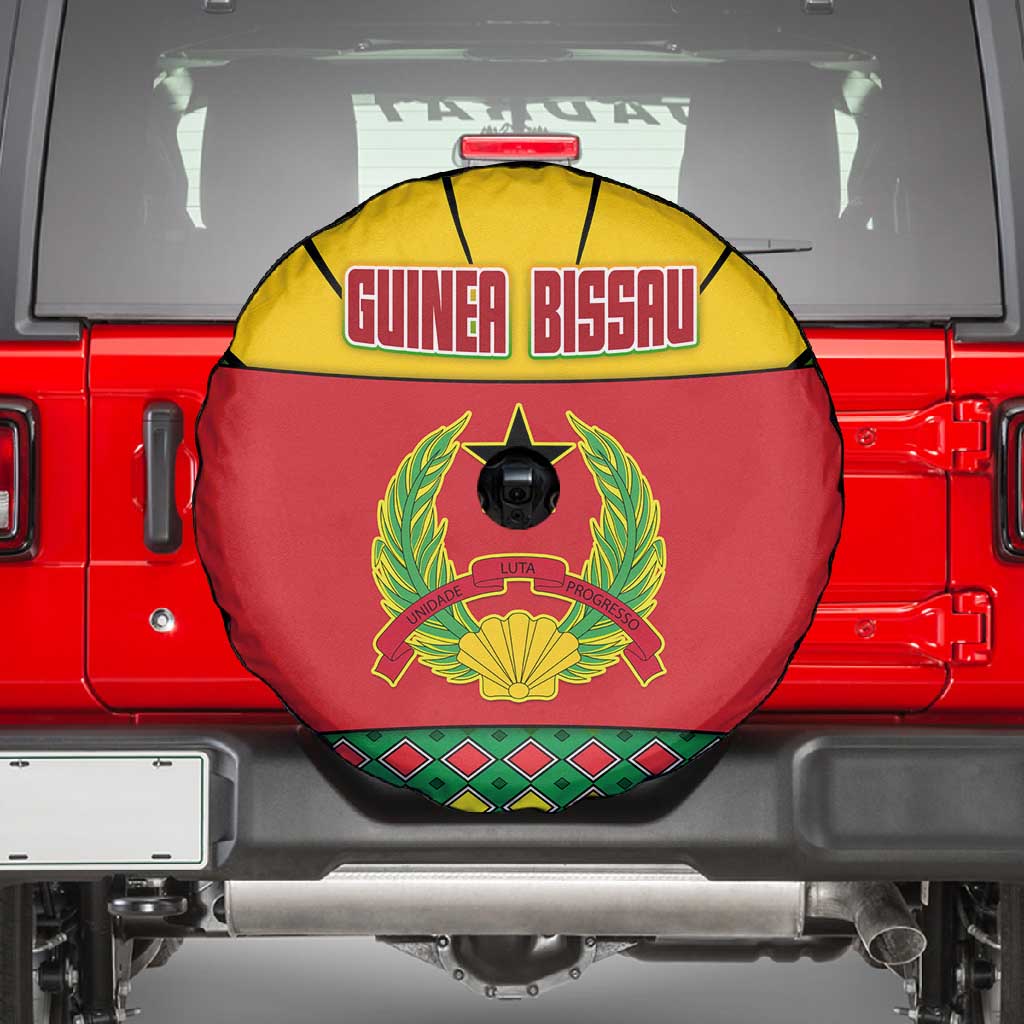 Guinea Bissau Spare Tire Cover Red Yellow Green Geometric - African Pride