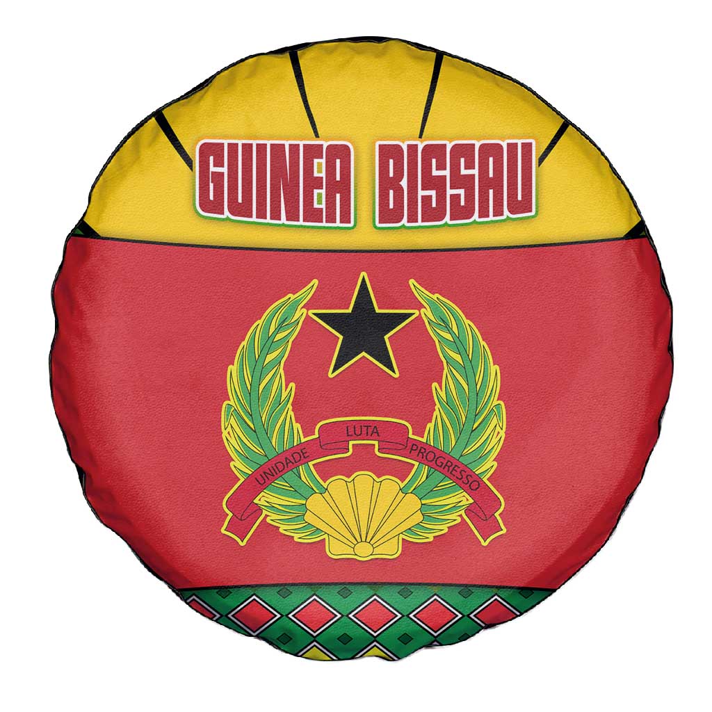 Guinea Bissau Spare Tire Cover Red Yellow Green Geometric - African Pride