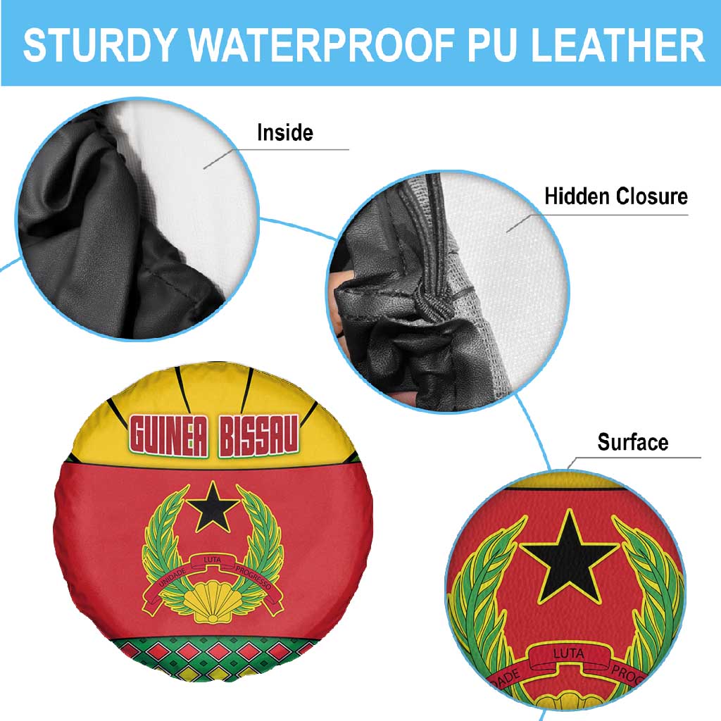 Guinea Bissau Spare Tire Cover Red Yellow Green Geometric - African Pride