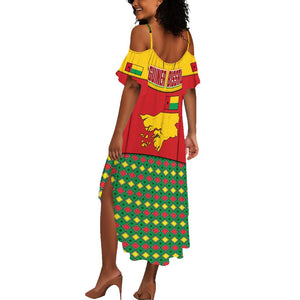 Guinea Bissau Summer Maxi Dress Red Yellow Green Geometric - African Pride