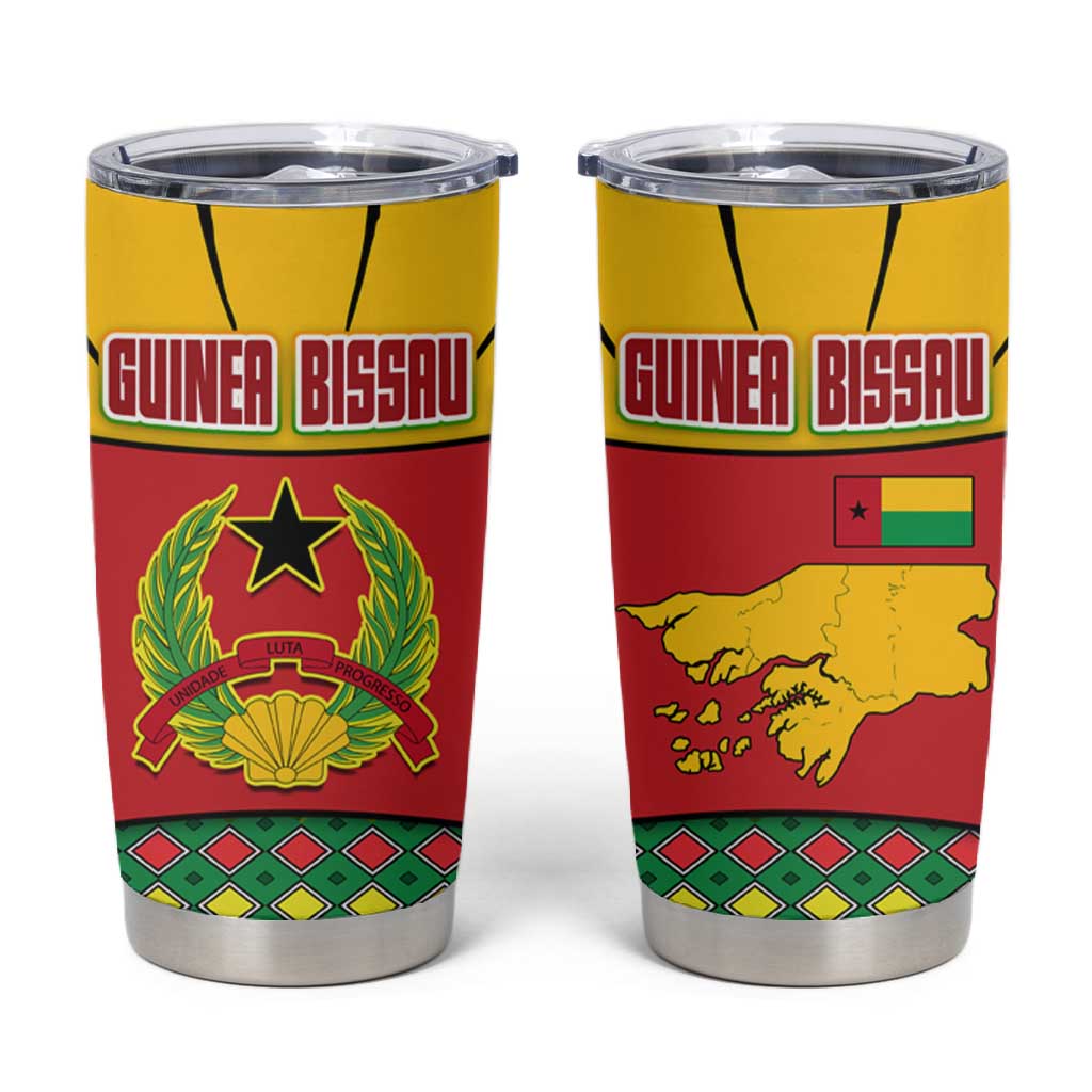 Guinea Bissau Tumbler Cup Red Yellow Green Geometric - African Pride