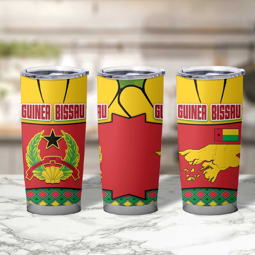 Guinea Bissau Tumbler Cup Red Yellow Green Geometric - African Pride