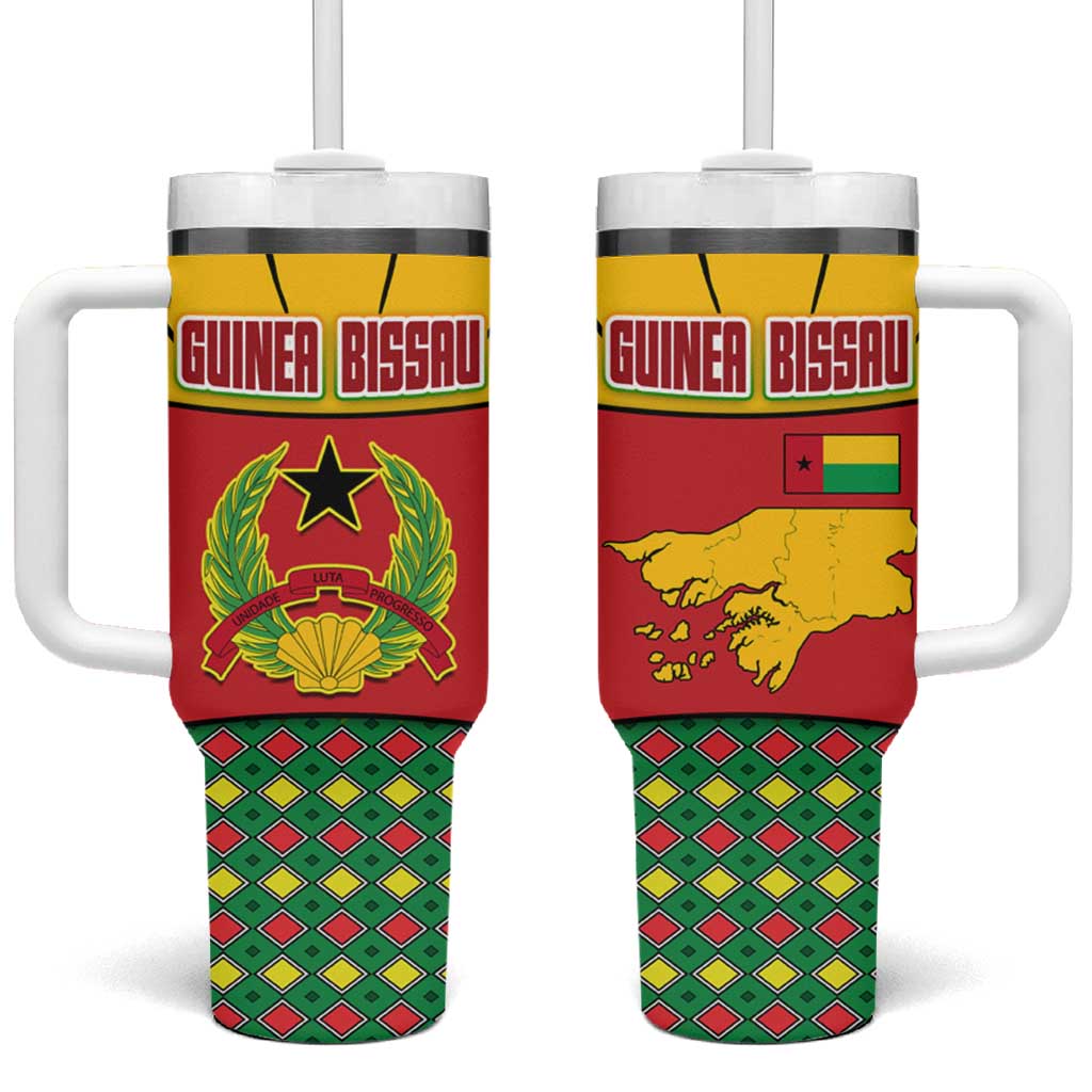 Guinea Bissau Tumbler With Handle Red Yellow Green Geometric - African Pride