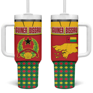 Guinea Bissau Tumbler With Handle Red Yellow Green Geometric - African Pride