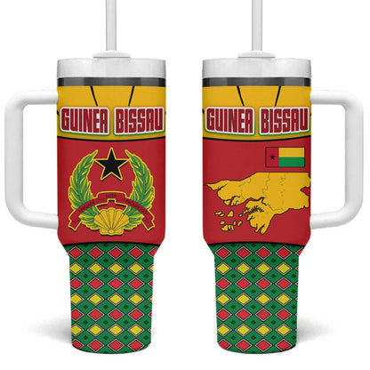 Guinea Bissau Tumbler With Handle Red Yellow Green Geometric - African Pride