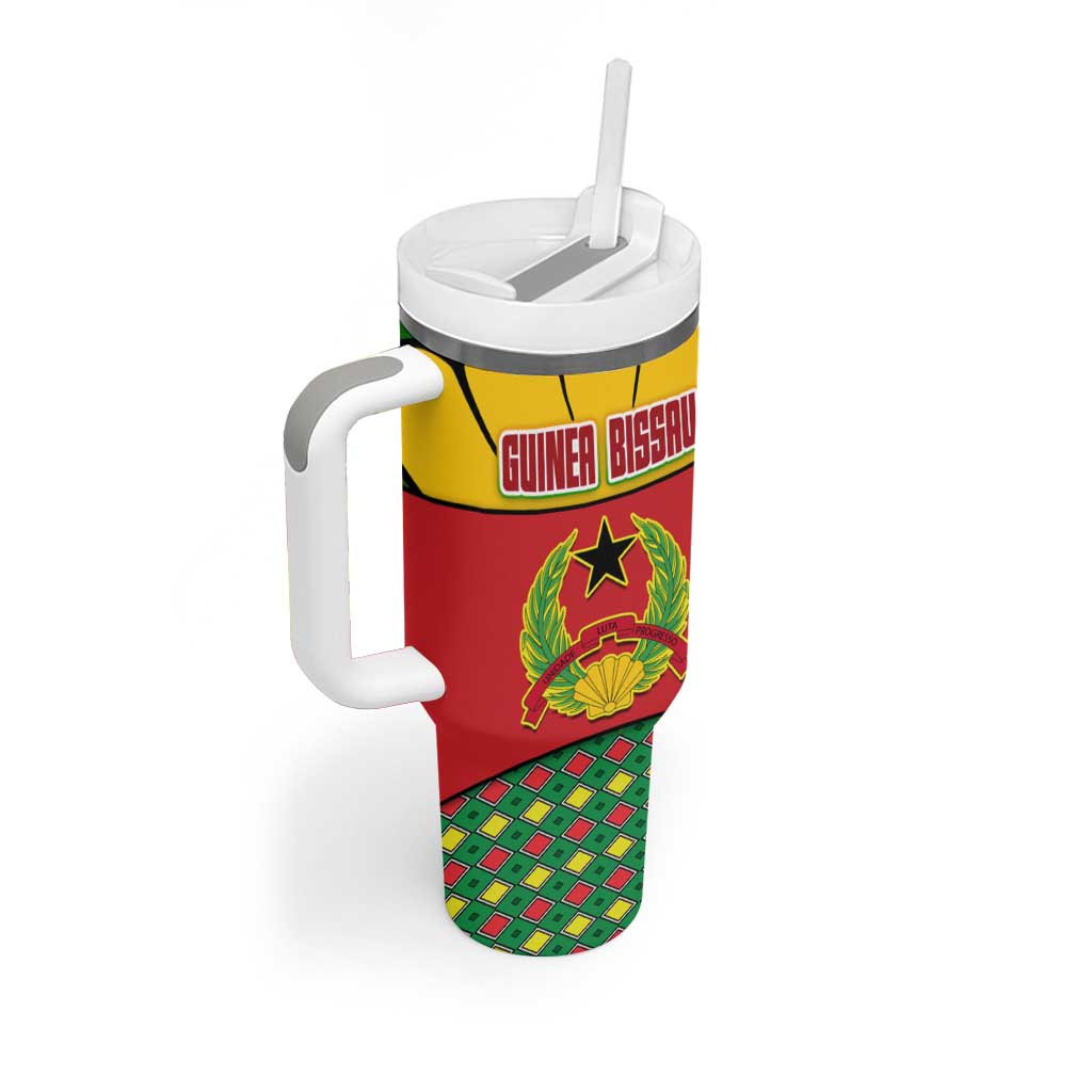 Guinea Bissau Tumbler With Handle Red Yellow Green Geometric - African Pride
