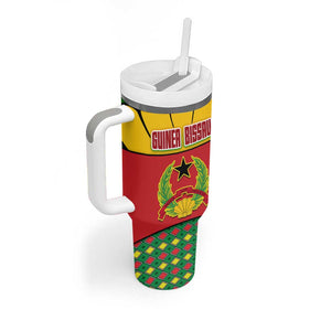 Guinea Bissau Tumbler With Handle Red Yellow Green Geometric - African Pride