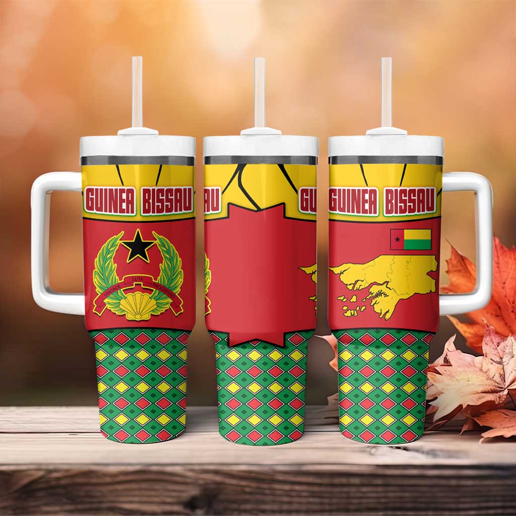 Guinea Bissau Tumbler With Handle Red Yellow Green Geometric - African Pride