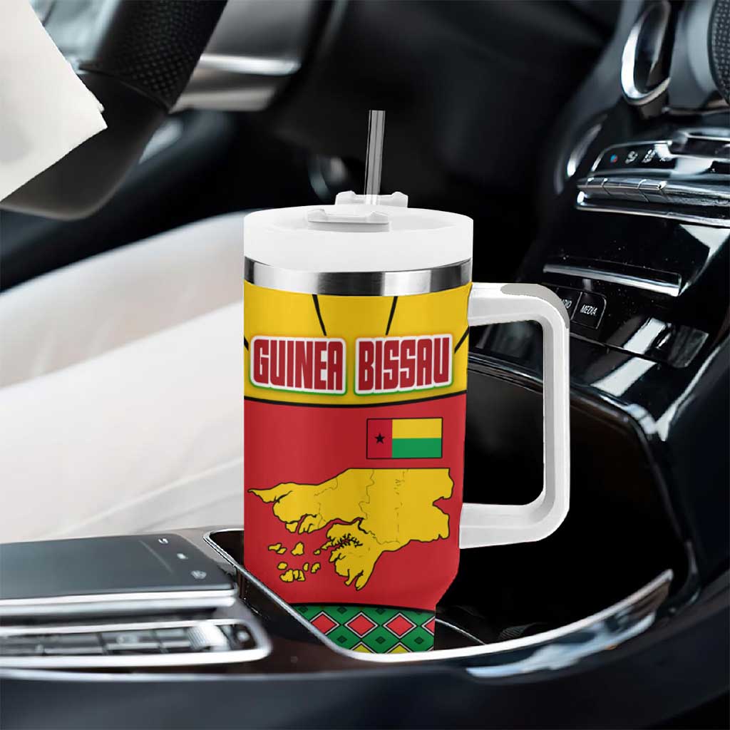 Guinea Bissau Tumbler With Handle Red Yellow Green Geometric - African Pride
