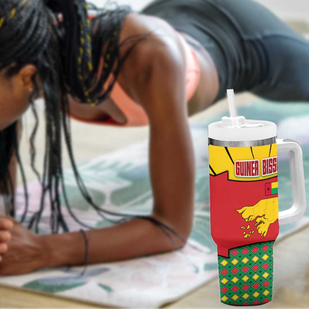 Guinea Bissau Tumbler With Handle Red Yellow Green Geometric - African Pride