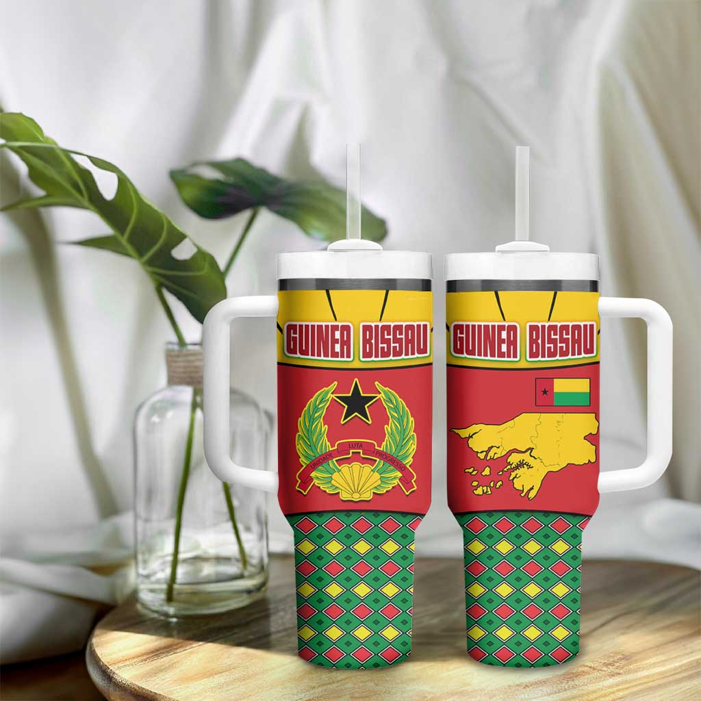 Guinea Bissau Tumbler With Handle Red Yellow Green Geometric - African Pride