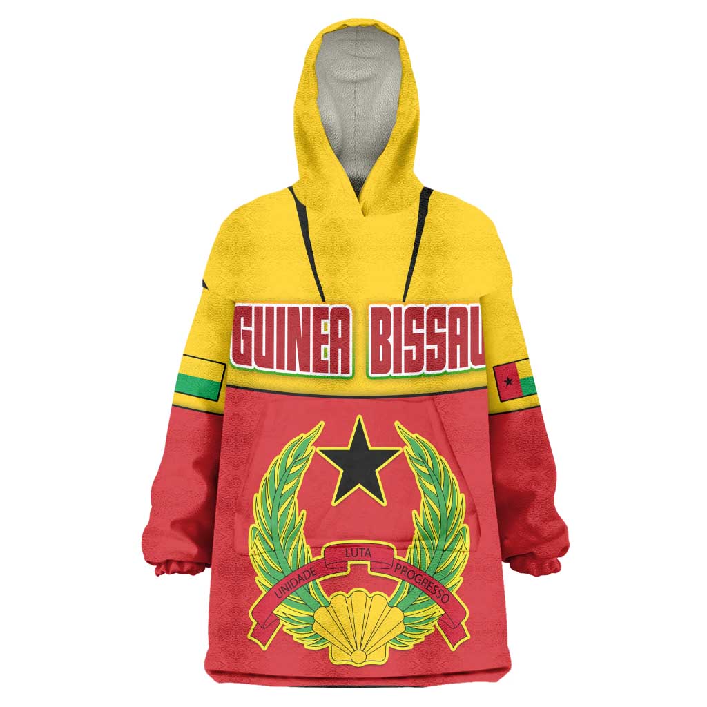 Guinea Bissau Wearable Blanket Hoodie Red Yellow Green Geometric - African Pride
