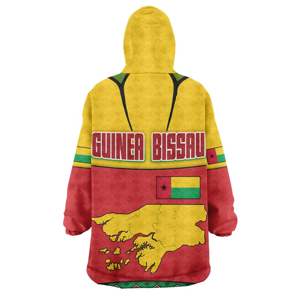 Guinea Bissau Wearable Blanket Hoodie Red Yellow Green Geometric - African Pride