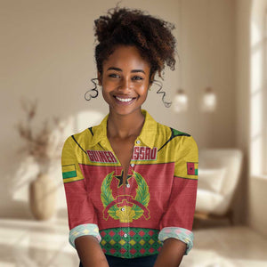 Guinea Bissau Women Casual Shirt Red Yellow Green Geometric - African Pride