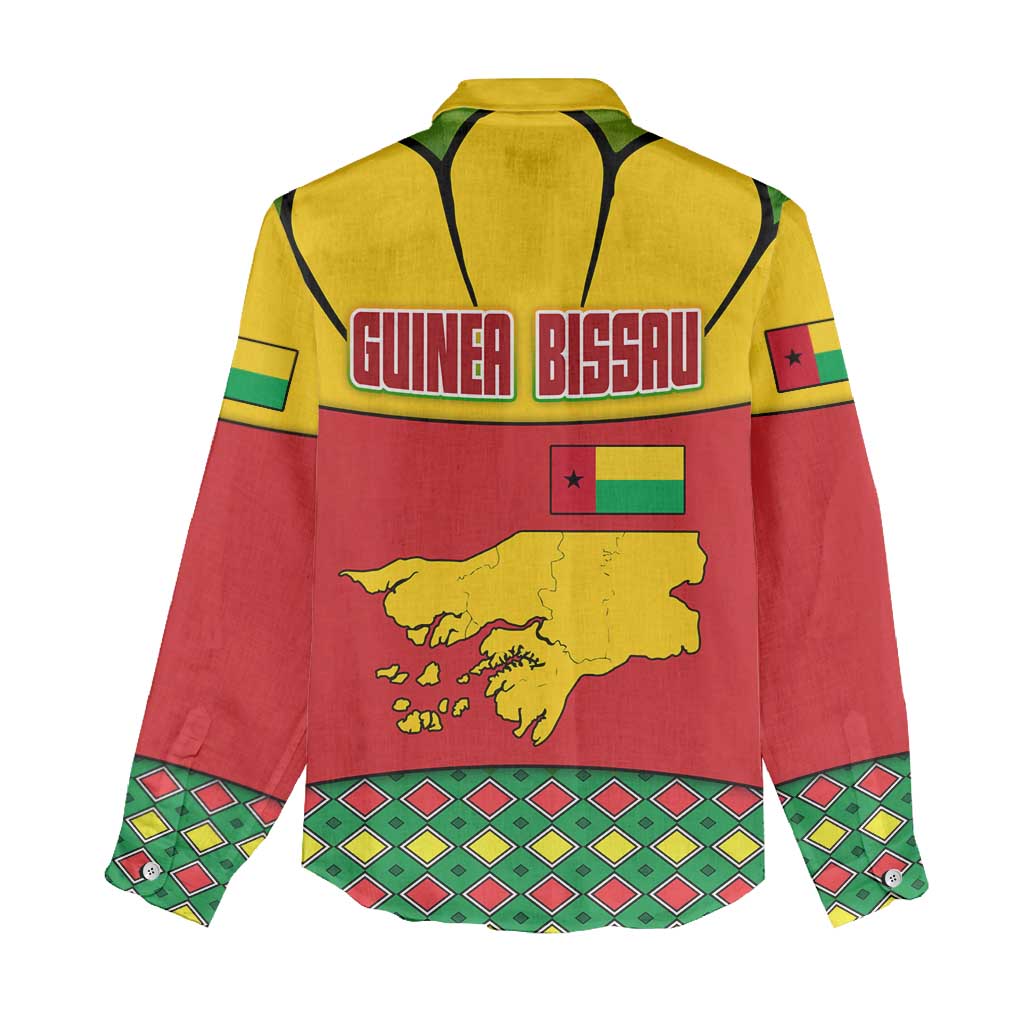 Guinea Bissau Women Casual Shirt Red Yellow Green Geometric - African Pride
