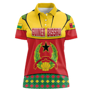 Guinea Bissau Women Polo Shirt Red Yellow Green Geometric - African Pride