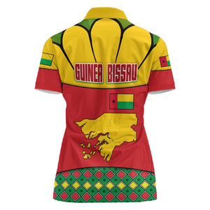 Guinea Bissau Women Polo Shirt Red Yellow Green Geometric - African Pride