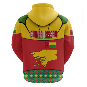Guinea Bissau Zip Hoodie Red Yellow Green Geometric - African Pride