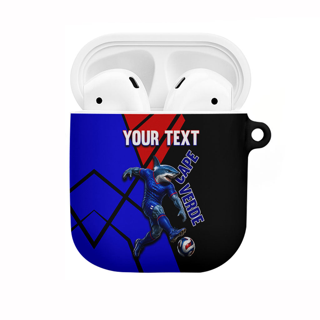 Personalized Cape Verde Soccer Shark Mascot AirPods Case Blue Sharks Football Player Dynamic Graphic