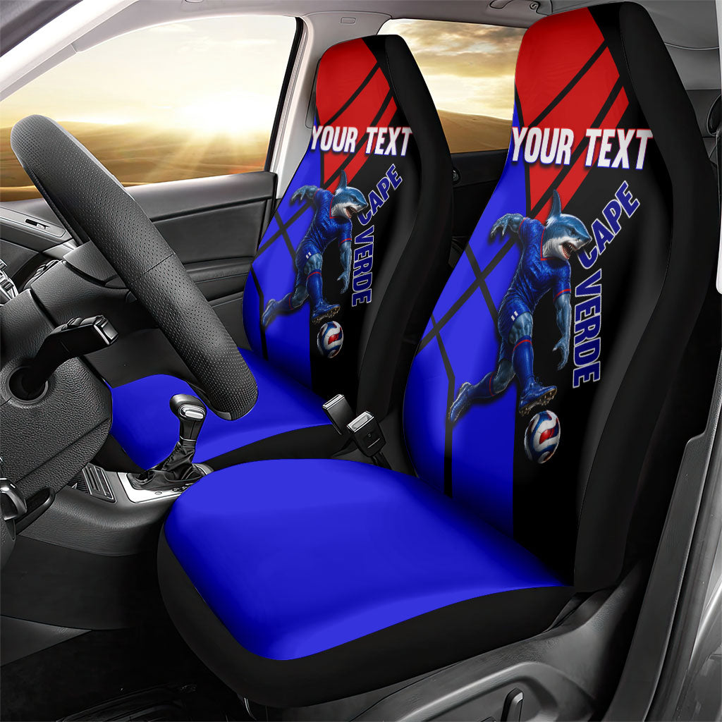 Personalized Cape Verde Soccer Shark Mascot Car Seat Cover Blue Sharks Football Player Dynamic Graphic