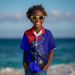 Personalized Cape Verde Soccer Shark Mascot Kid Hawaiian Shirt Blue Sharks Football Player Dynamic Graphic