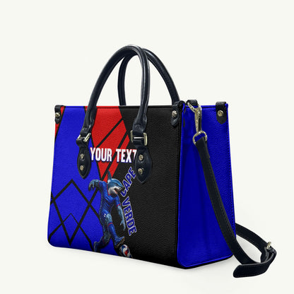 Personalized Cape Verde Soccer Shark Mascot Leather Bag Blue Sharks Football Player Dynamic Graphic
