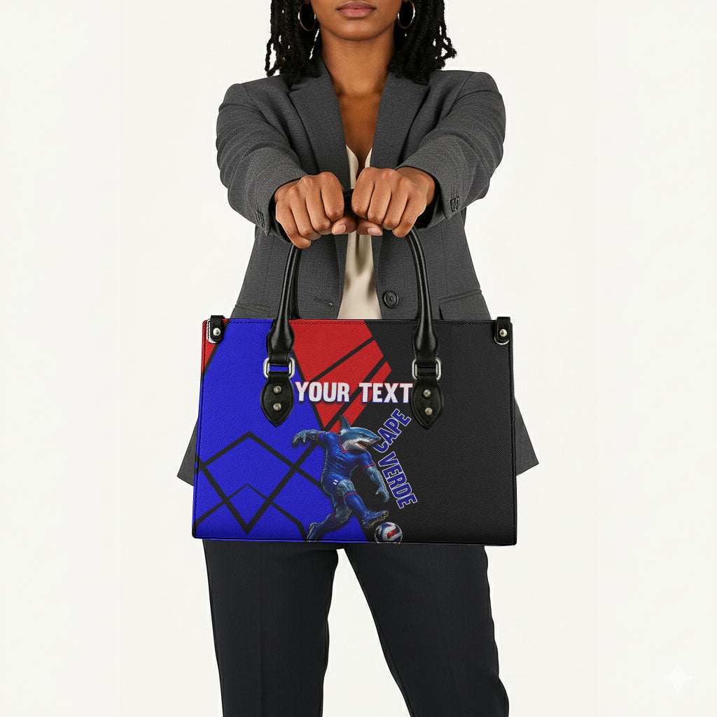 Personalized Cape Verde Soccer Shark Mascot Leather Bag Blue Sharks Football Player Dynamic Graphic