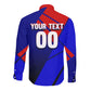 Personalized Cape Verde Soccer Shark Mascot Long Sleeve Button Shirt Blue Sharks Football Player Dynamic Graphic