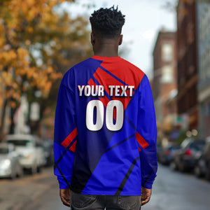 Personalized Cape Verde Soccer Shark Mascot Long Sleeve Shirt Blue Sharks Football Player Dynamic Graphic
