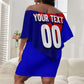 Personalized Cape Verde Soccer Shark Mascot Off Shoulder Short Dress Blue Sharks Football Player Dynamic Graphic