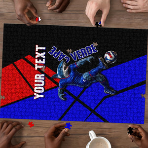 Personalized Cape Verde Soccer Shark Mascot Puzzle Blue Sharks Football Player Dynamic Graphic