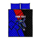 Personalized Cape Verde Soccer Shark Mascot Quilt Bed Set Blue Sharks Football Player Dynamic Graphic