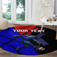 Personalized Cape Verde Soccer Shark Mascot Round Carpet Blue Sharks Football Player Dynamic Graphic