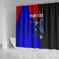 Personalized Cape Verde Soccer Shark Mascot Shower Curtain Blue Sharks Football Player Dynamic Graphic