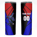 Personalized Cape Verde Soccer Shark Mascot Skinny Tumbler Blue Sharks Football Player Dynamic Graphic