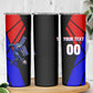Personalized Cape Verde Soccer Shark Mascot Skinny Tumbler Blue Sharks Football Player Dynamic Graphic