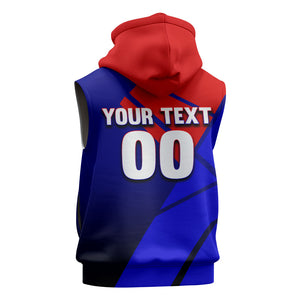 Personalized Cape Verde Soccer Shark Mascot Sleeveless Hoodie Blue Sharks Football Player Dynamic Graphic