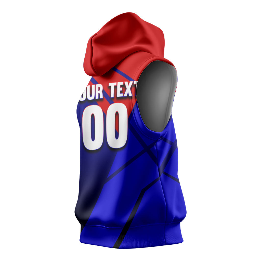 Personalized Cape Verde Soccer Shark Mascot Sleeveless Hoodie Blue Sharks Football Player Dynamic Graphic