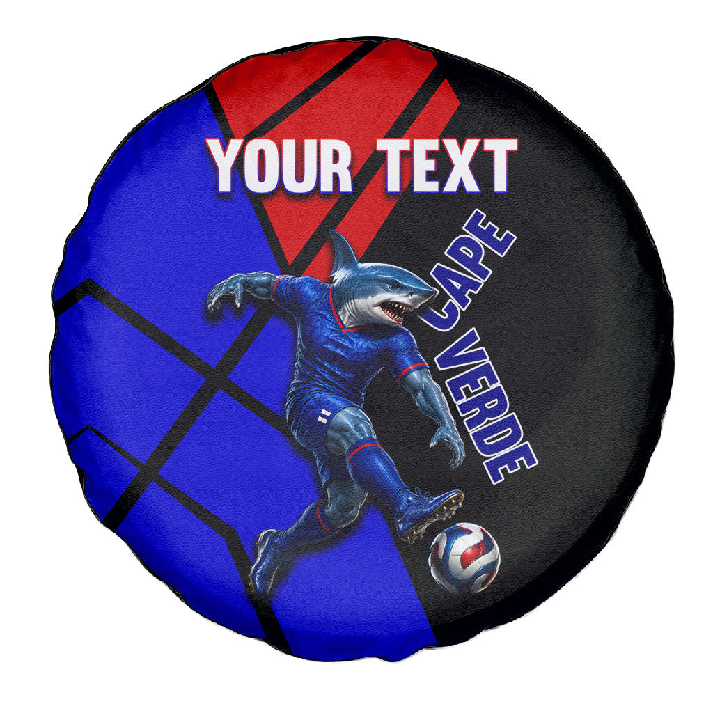 Personalized Cape Verde Soccer Shark Mascot Spare Tire Cover Blue Sharks Football Player Dynamic Graphic
