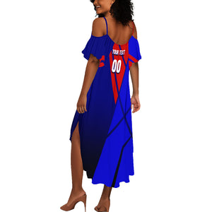 Personalized Cape Verde Soccer Shark Mascot Summer Maxi Dress Blue Sharks Football Player Dynamic Graphic