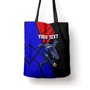 Personalized Cape Verde Soccer Shark Mascot Tote Bag Blue Sharks Football Player Dynamic Graphic