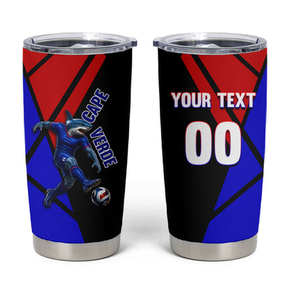 Personalized Cape Verde Soccer Shark Mascot Tumbler Cup Blue Sharks Football Player Dynamic Graphic
