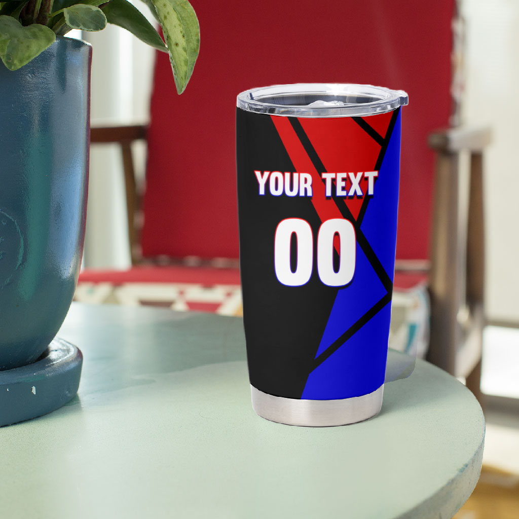 Personalized Cape Verde Soccer Shark Mascot Tumbler Cup Blue Sharks Football Player Dynamic Graphic