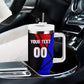 Personalized Cape Verde Soccer Shark Mascot Tumbler With Handle Blue Sharks Football Player Dynamic Graphic