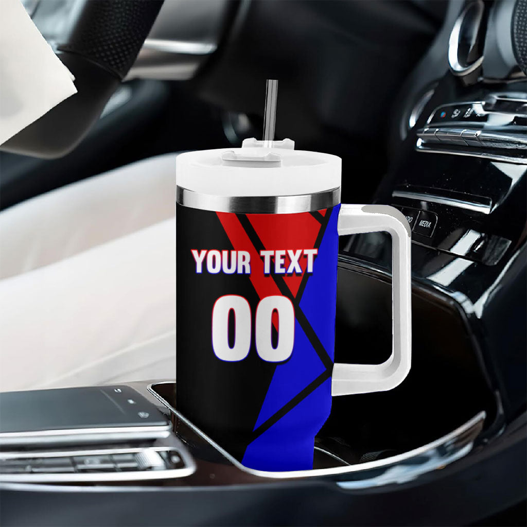 Personalized Cape Verde Soccer Shark Mascot Tumbler With Handle Blue Sharks Football Player Dynamic Graphic