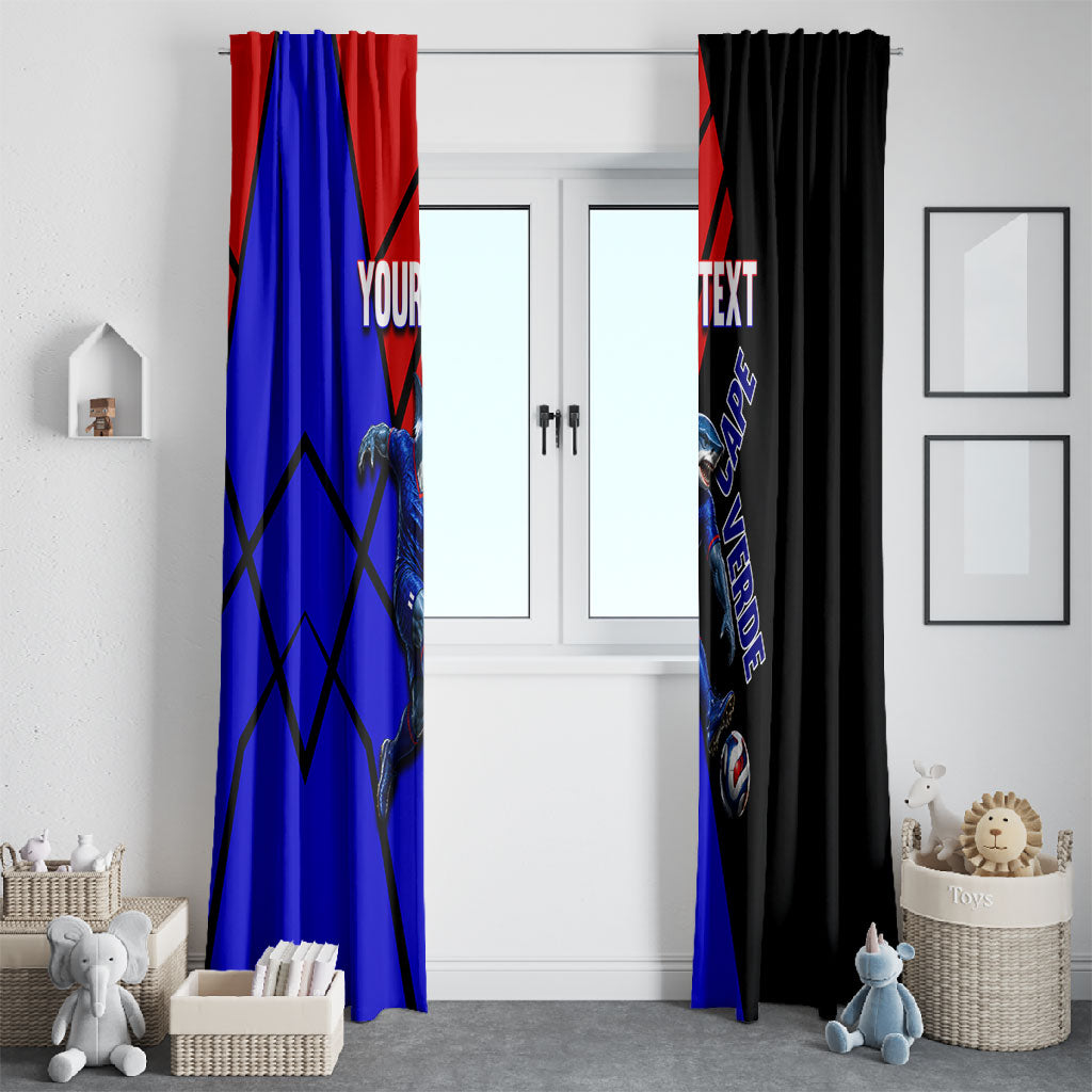 Personalized Cape Verde Soccer Shark Mascot Window Curtain Blue Sharks Football Player Dynamic Graphic