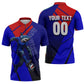 Personalized Cape Verde Soccer Shark Mascot Zipper Polo Shirt Blue Sharks Football Player Dynamic Graphic