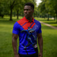 Personalized Cape Verde Soccer Shark Mascot Zipper Polo Shirt Blue Sharks Football Player Dynamic Graphic