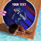 Personalized Cape Verde Soccer Beach Blanket Shark Mascot Football Player Striped Pattern