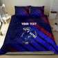 Personalized Cape Verde Soccer Bedding Set Shark Mascot Football Player Striped Pattern
